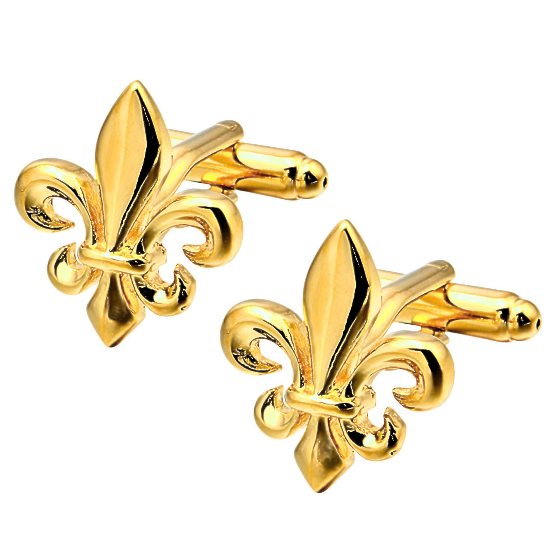 Bouton de Manchette Fleur de Lys Doré | Boutons de Manchette Classique et Elégant | Cadeau Chemise de Mariage pour Homme | Accessoires Hommes Design | Manches Mousquetaire Française Luxe Lys Doré