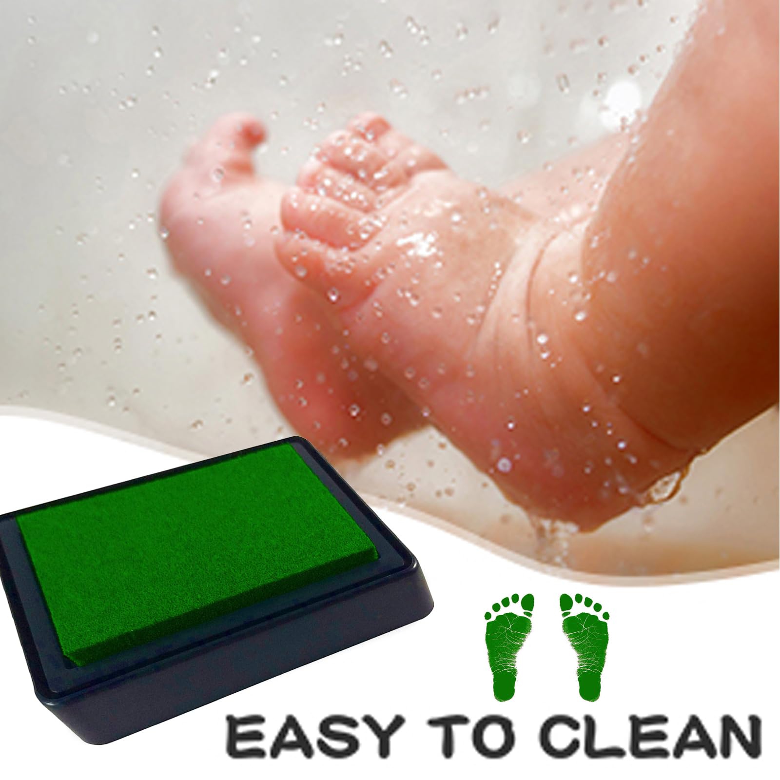 VICZON Baby Footprint Handprint, Baby Ink Pad, Reusable Ink Pad, Easy to Wipe Clean (Green) - Image 2