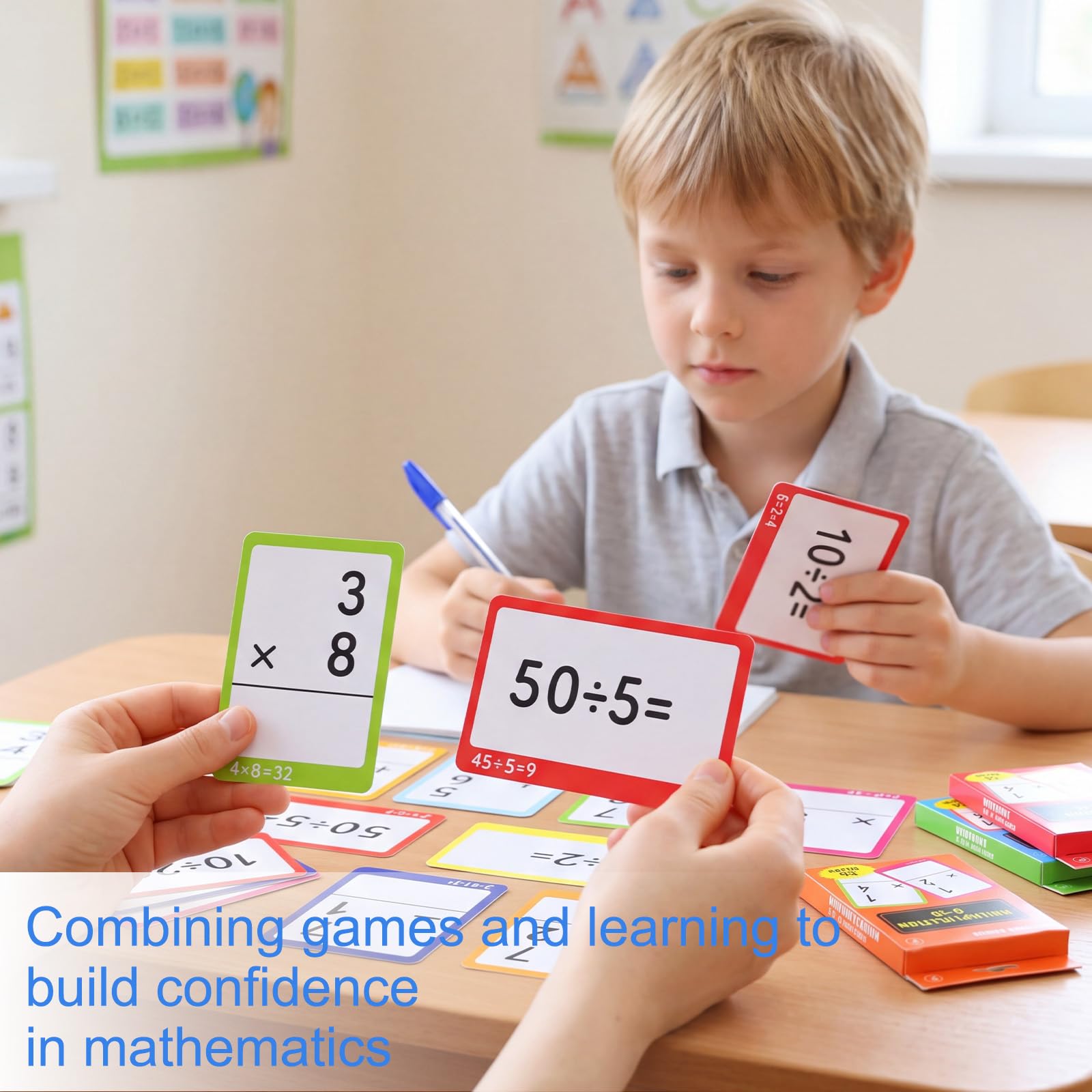Juego de 864 tarjetas flash de matemáticas mixtas, fracciones y matemáticas, con ayudas visuales dominadas y clasificación de revisiones para suministros de escuela en casa para niños de 3º