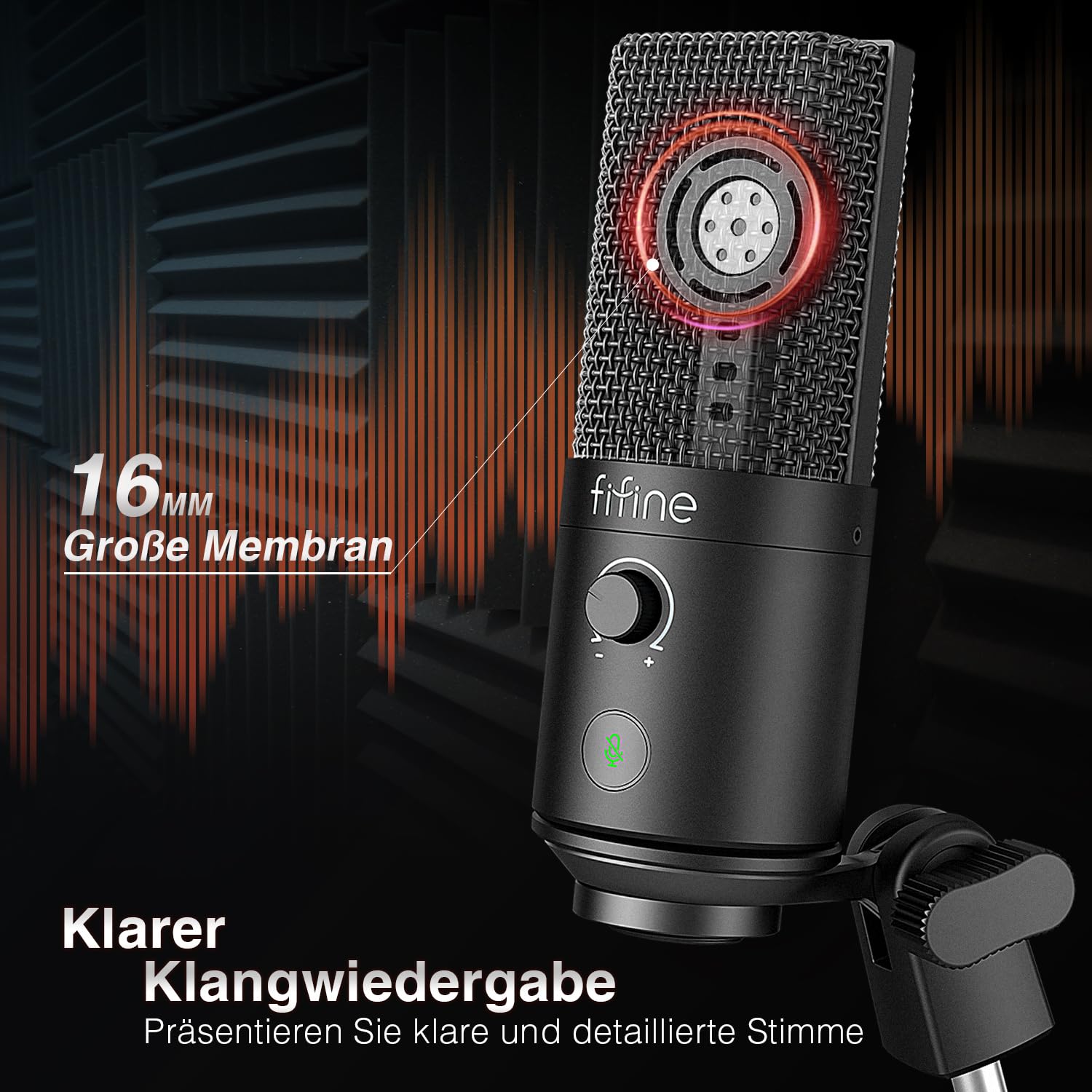 FIFINE USB Microphone Kit with Mute Button, Podcast Microphone with Boom Arm Stand for PC Computer, Studio Condenser Mic for Streaming Recording Vocal VoiceOver-T669PRO1