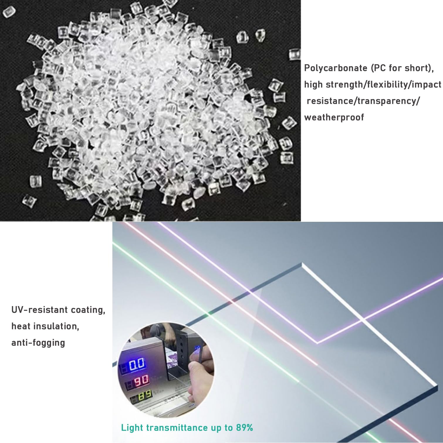 Láminas de Policarbonato para Invernadero,Paneles de Techo de Plástico Transparente,1mm Espesor,Placa Duradera PC,Protección UV a Prueba de Lluvia,para Tejados Exterior (80cm x 600cm)