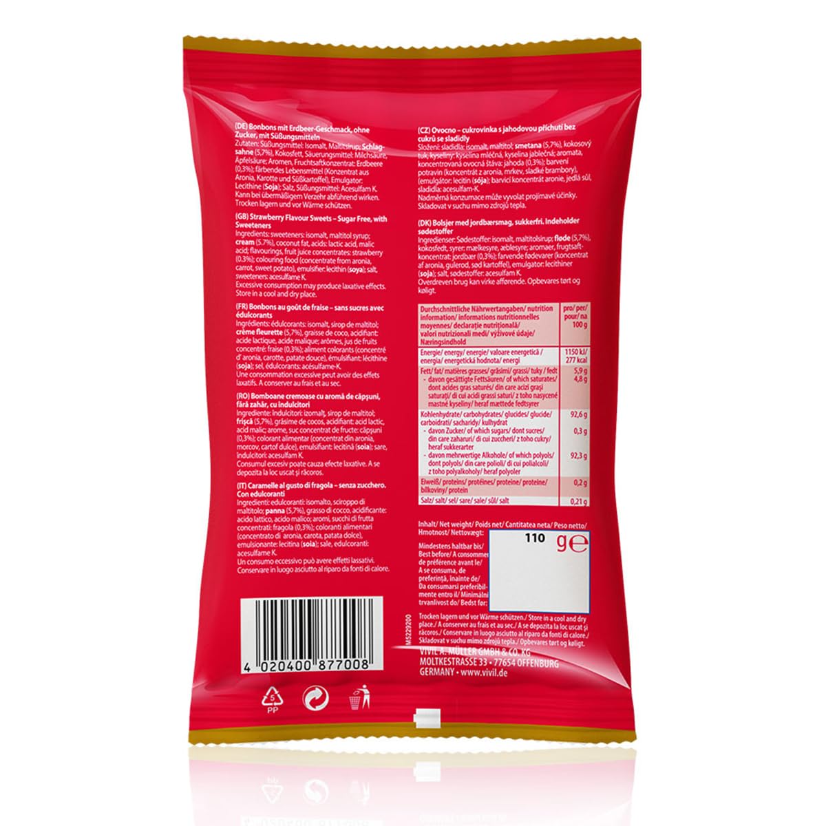Vivil CremeLife Classic strawberry sugar free 110g (pack of 2)
