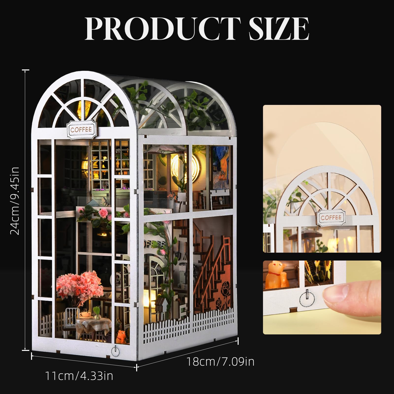 Kit Book Nook, Puzzle 3D in Legno Fai-da-te Fermalibri Book Nook Miniatura Casa delle Bambole per Decorazione Libreria, Kit Modello DIY Inserto Booknook Vicolo per Adulti e Adolescenti