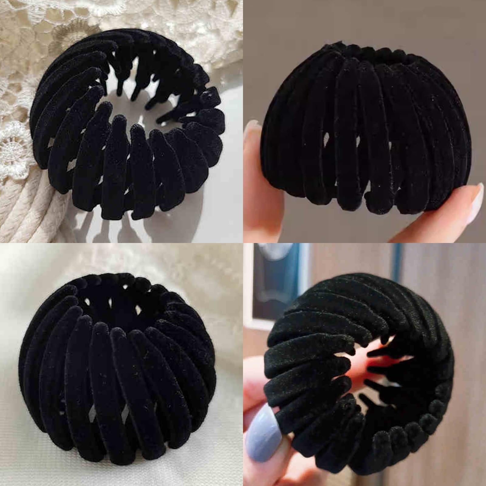 Bailinks 4 Pcs Hair Bun Tool Set, Expandable Geometric Hair Loops and Ponytail Holder Clips - Image 4