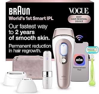 Smart IPL, Skin i·Expert Pro 7: at Home Laser Hair Removal for Women and Men, Permanent Visible Hair Reduction, with Free App, Vanity Case, Venus Razor, 2 Smart Heads, Facial Trimmer, IPL7219