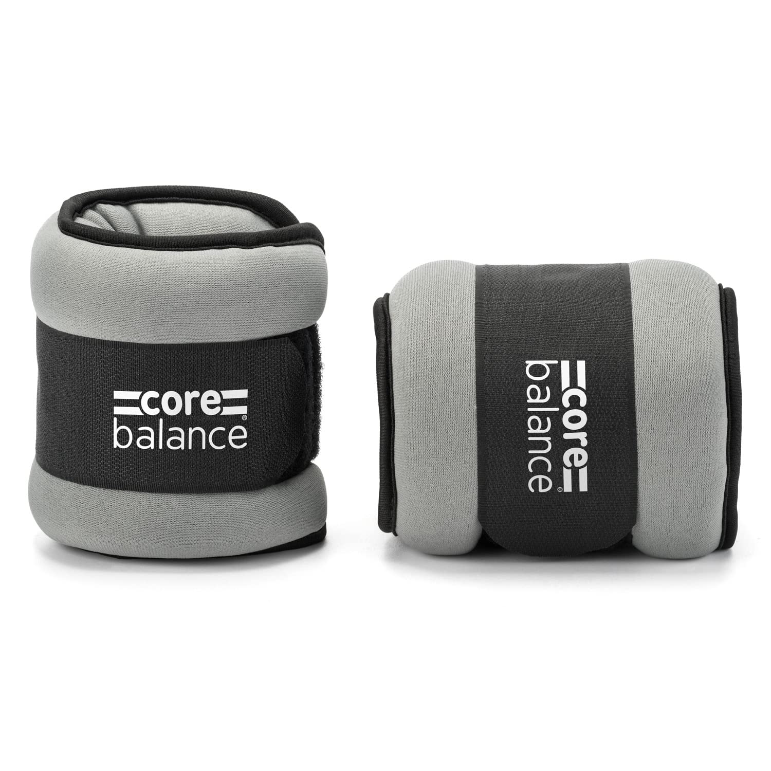 Core Balance Ankle and Wrist Weights Adjustable Strap Neoprene Fabric Set Of 2 x 1kg (Black)