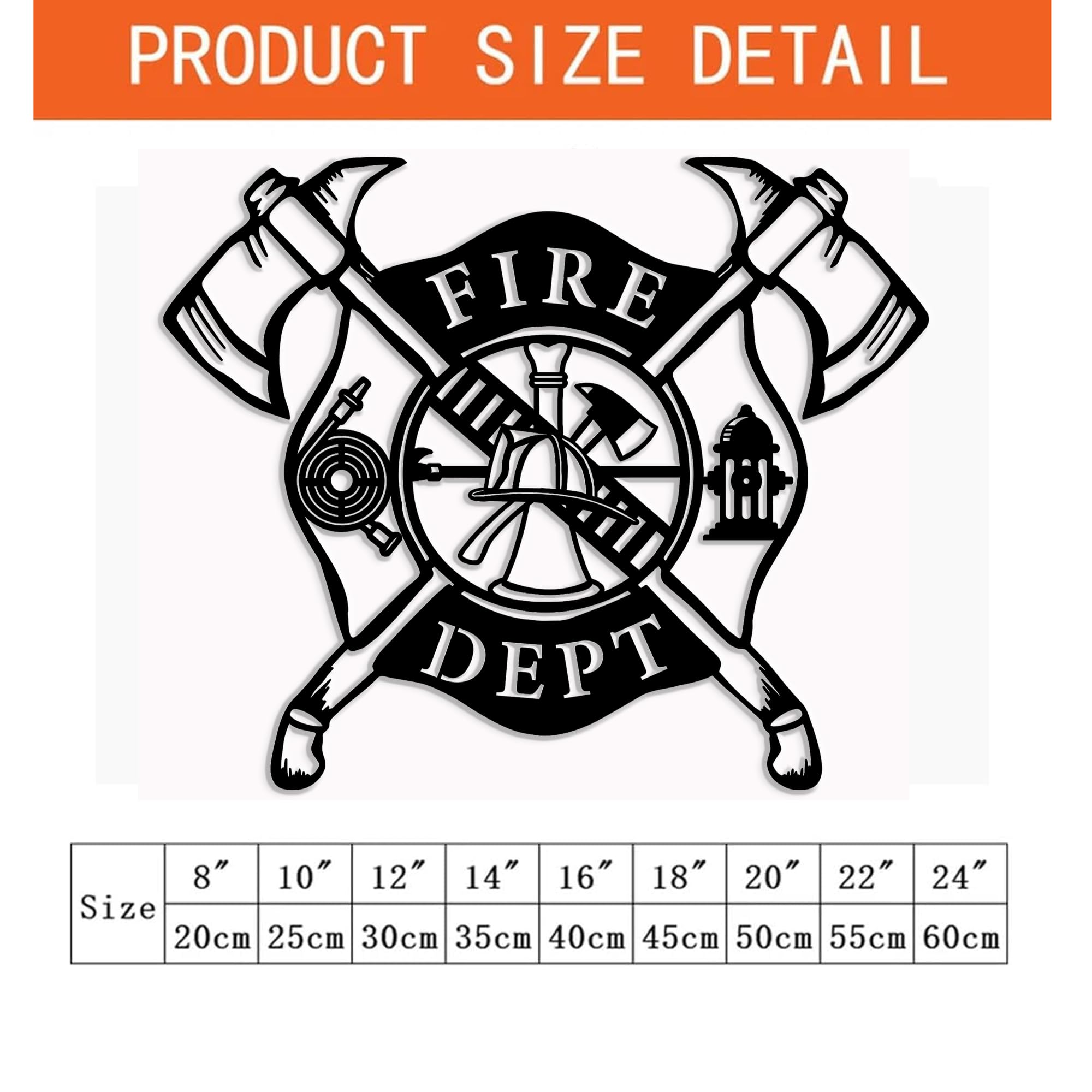 Personalized Fire Department Wall Art, Fire Axe and Hydrant Metal Sign, Fire Fight Tool Metal Decor, Fire Fighter Name Sign, 8 x 24 inches