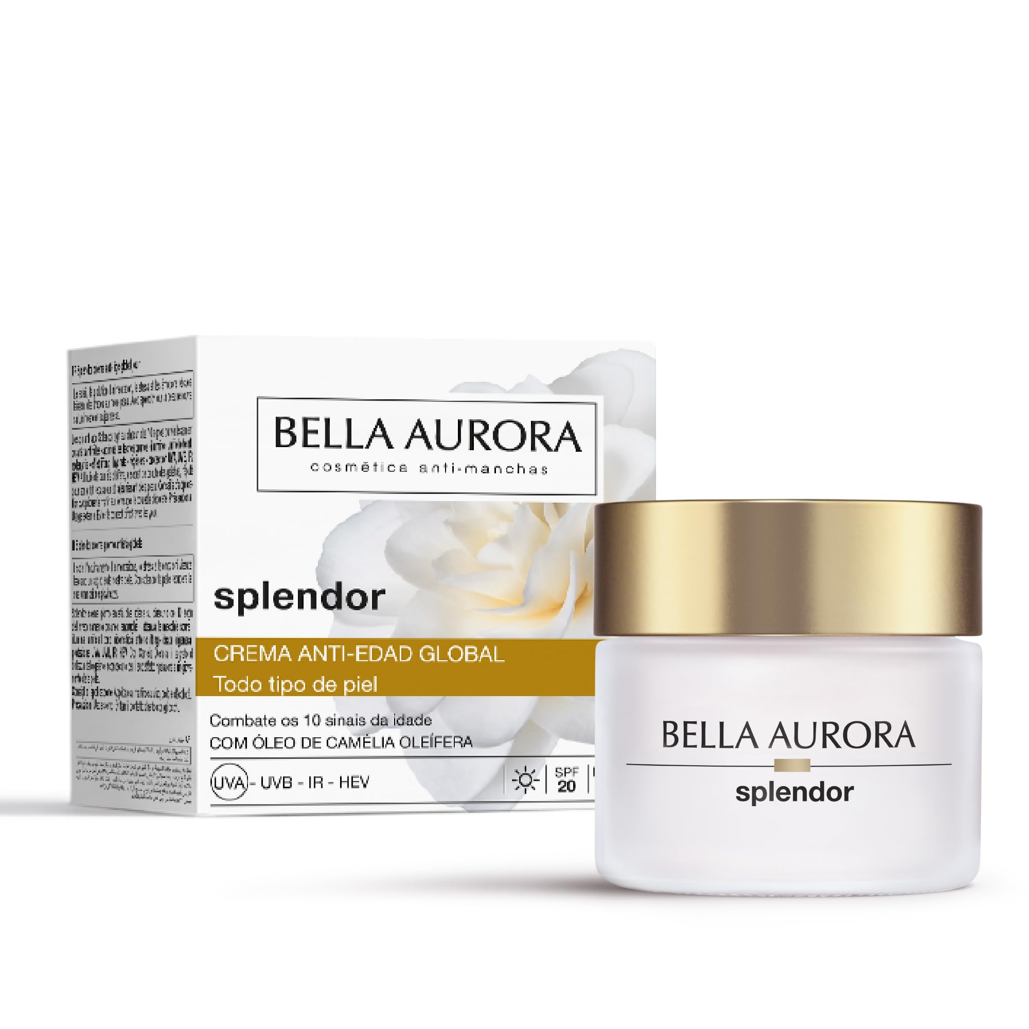 Bella Aurora - Splendor Anti-Aging Tagescreme 50 ml, Globale Anti-Aging-Behandlung mit Kamelienöl, LSF 20 und UVA/UVB-Schutz, für reife Haut, dermatologisch getestet