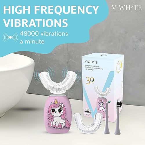 Miniatura 7 de V-White - Cepillo de dientes eléctrico para adultos, ultrasónico, en forma de U, para blanquear los dientes, limpieza bucal en 360°, protección