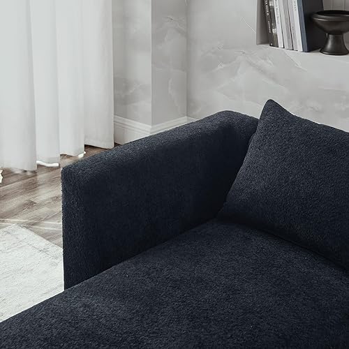 Miniatura 6 de KIVENJAJA Sofá modular seccional, sofá Boucle en forma de L con diván lateral derecho, otomana y almohadas, modernos sofás minimalistas de sherpa