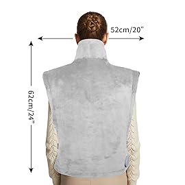 Ambershine 26x35 XXXL King Size Neck& Shoulder& Back Heating Pad with 12 Temperature Settings& 4 Auto-Off Countdown Timers, Pain Relief for Back/Neck/Shoulder, Christmas gift for mom dad(Light Grey)
