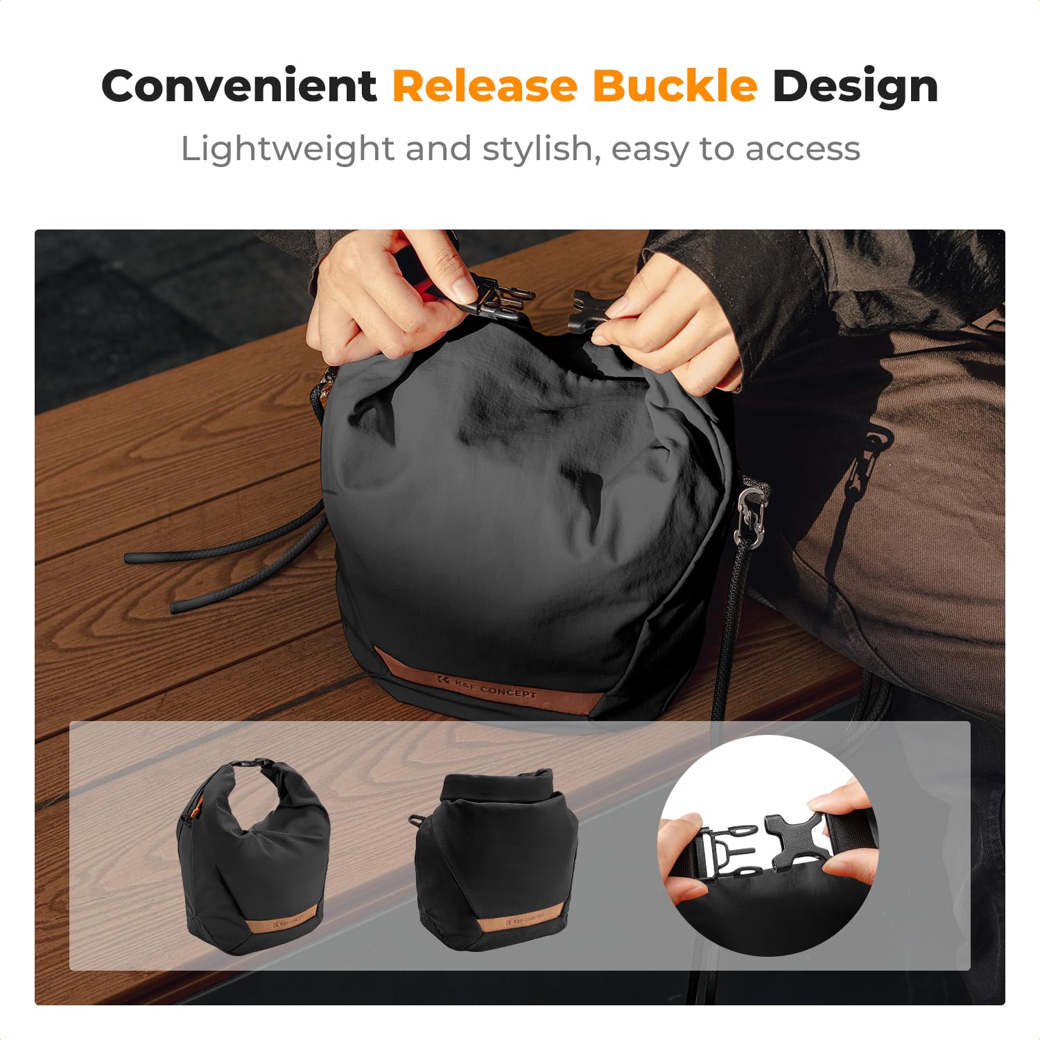 K&F CONCEPT Borsa Fotocamera, Borsa a Tracolla per Fotocamera Reflex Custodia Morbida per Macchine Fotografiche Reflex Compatta Videocamera per le donne-Nero