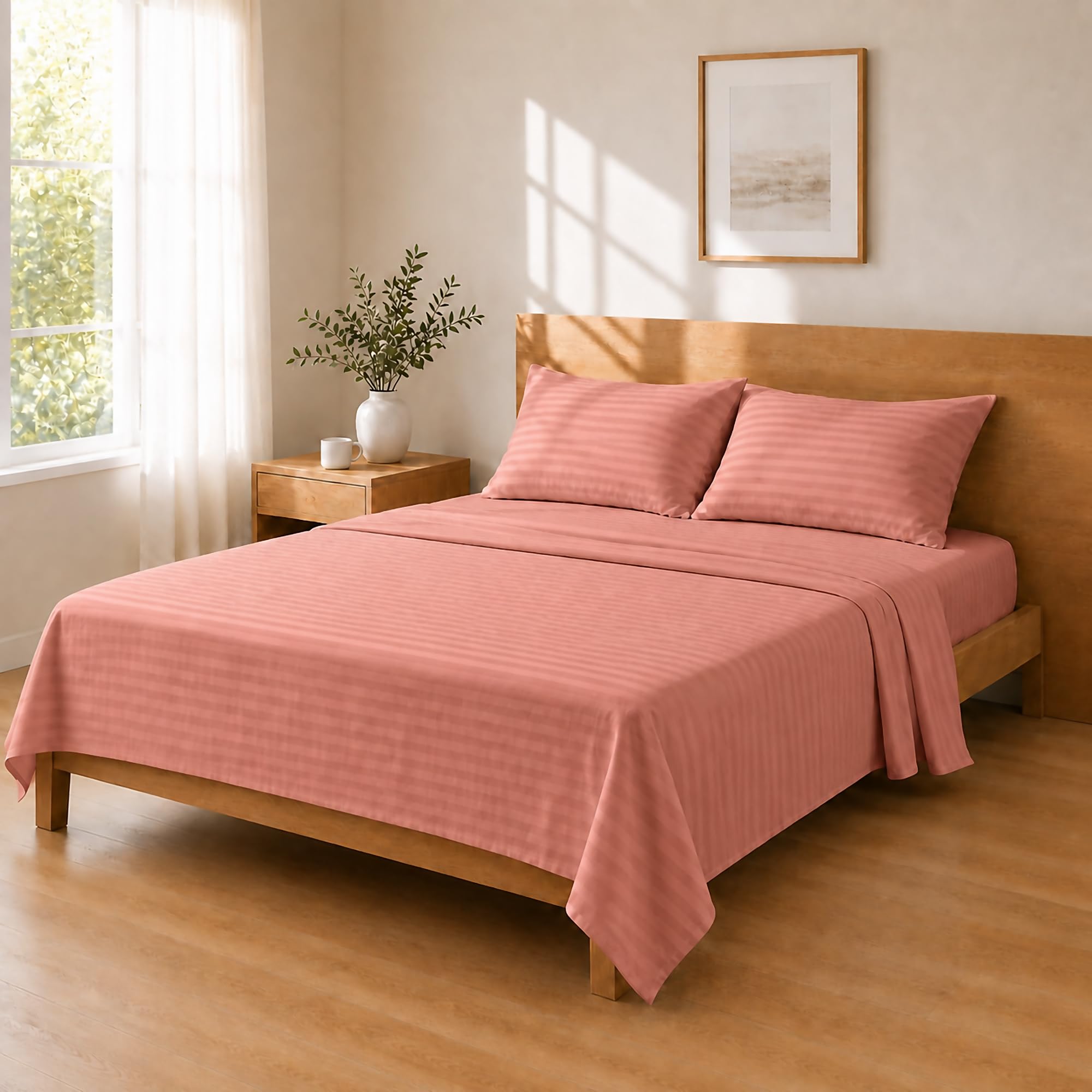 Homebliss Old Pink Microfibre Bed Sheet Set 210 X 240 / 150 X 200 + 25 / 50 X 80 X 2, Antique Pink