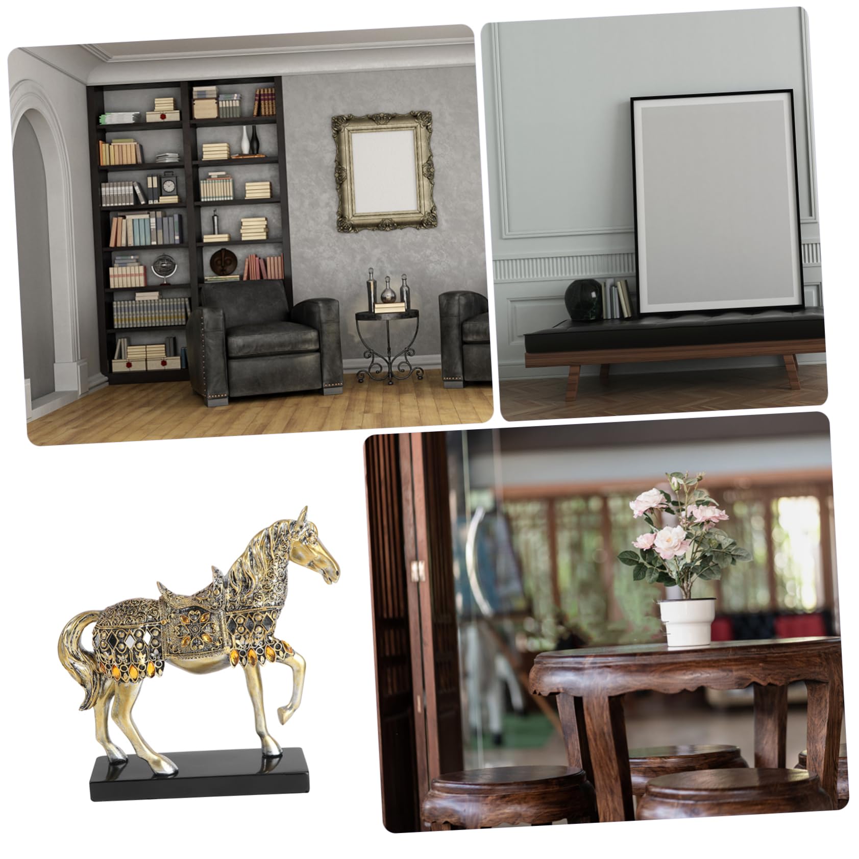 Statua di Cavallo in Resina, Decorazione da Tavolo Antica | Statuetta Animale Raffinata, per Natale e Thanksgiving, Finitura Elegante da Collezione