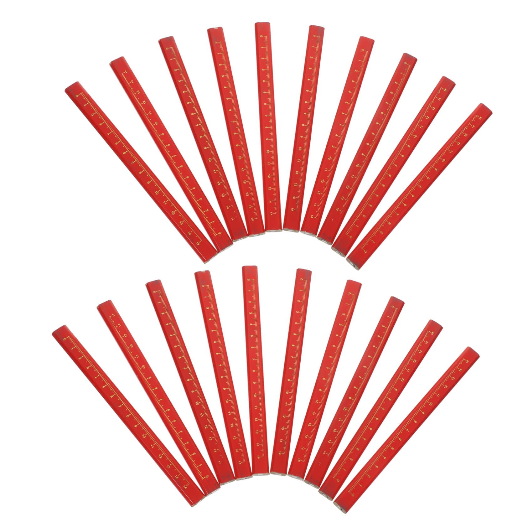 Crayon Octogonal avec Échelle, Lot de 50, Bois et Plomb Rouge