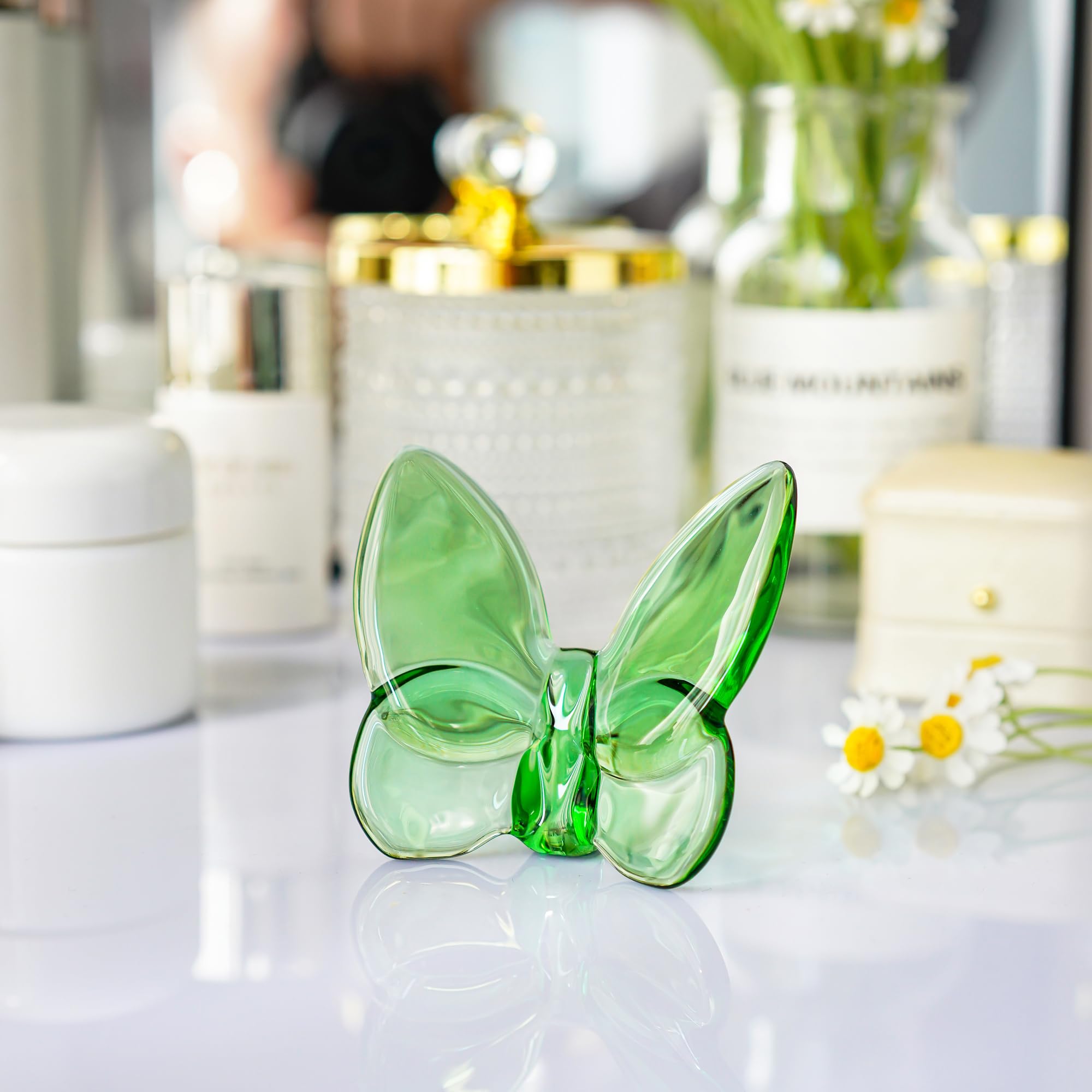 kanpura 3" Crystal Butterfly Figurine,Green Glass Butterfly Statue,Crystal Animal Collectible Figurine for Christmas Home Decor - Image 4