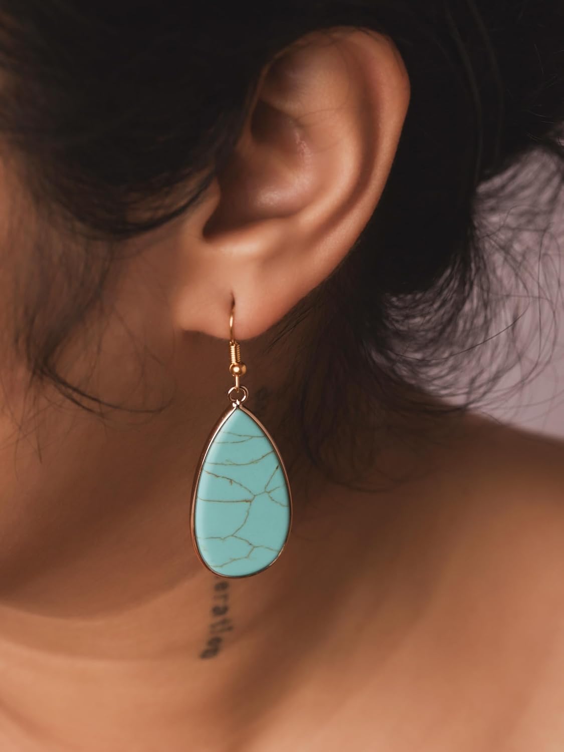 MINACHI Gemstone Teardrop Waterdrop Dangle Drop Earrings, Vintage Boho Jewelry Gift for Women - Image 5