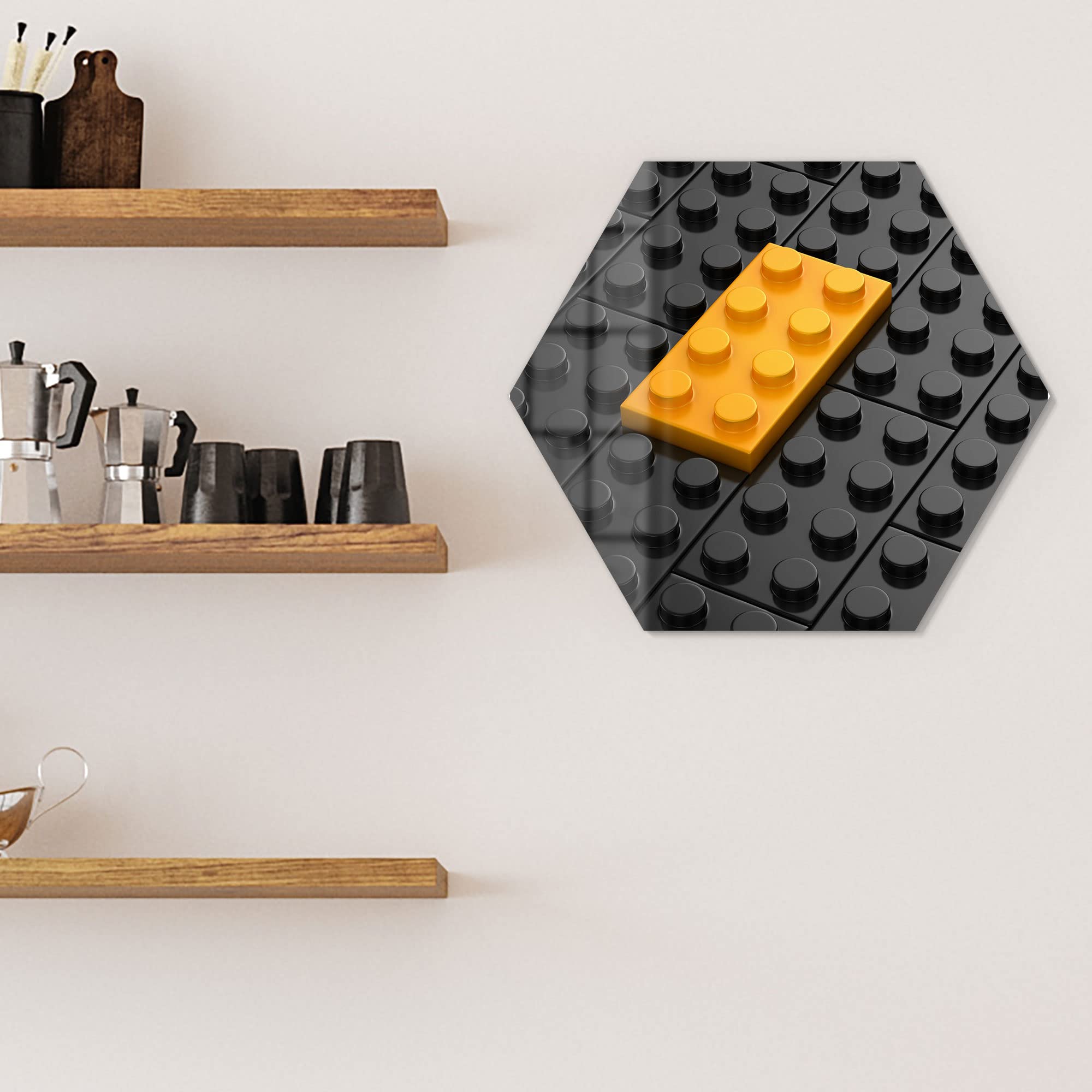 DEQORI Szklana tablica magnetyczna | wymiary 55 x 47,6 cm | motyw "klocki z wypustkami, tablica memo ze szkła | tablica magnetyczna z magnesami, długopisem i ściereczką do kuchni i biura | tablica
