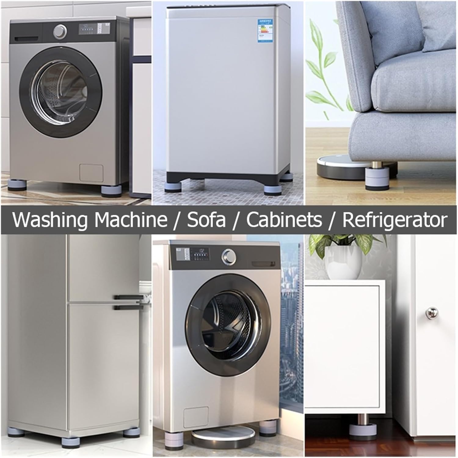 洗濯機ベース 4個 防振パッド 洗濯機脚パッド ユニバーサル 滑り止めローラーキット 家具リフティングフット エレベート (4個 ブ