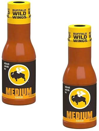 Buffalo Wild Medium Sauce, Classic Wing Marinade, Comfortably Hot, Elevate your Game and Stay Stocked Up and Buffalo Sauce, Use on Variety of Foods Pack of 2