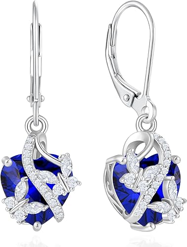 Aretes de mariposa para mujer, plata de ley 925, aretes de corazón con piedra natal