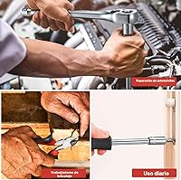 Vista 6 de Juego de herramientas mecánicas de 438 piezas con caja de metal resistente de 3 cajones, kit de herramientas de reparación -02