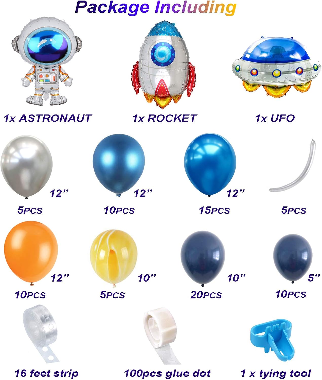 Outer Space Balloon Garland Kit, 88Pcs Universe Space Planets Party Balloon Garland Kit Included UFO Rocket Astronaut Balloons for Kids Birthday Party Decorations