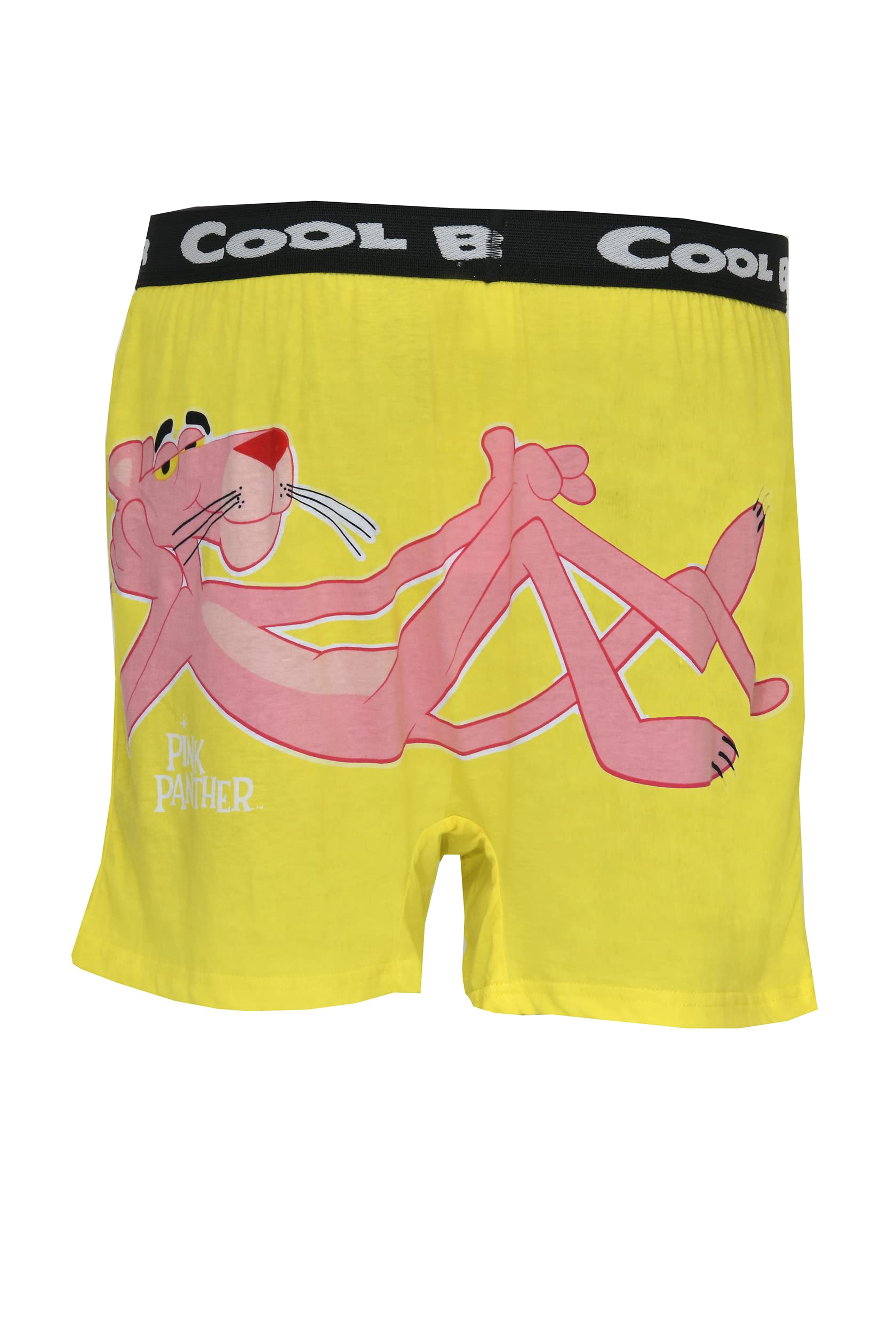 LA LINGERIE Yellow Who's Your Panther Cool Cartoon Printed Boxers for Men, Funny Print Menswear Comfortable Boxer Shorts, Mens Lightweight Everyday Cotton Innerwear with Soft Elastic Waistband- XL