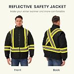 SKSAFETY Hi Vis Work Jacket for Men - Reflective Freezer Safety Jacket with Pockets, High Visibility Work Coat Jacket