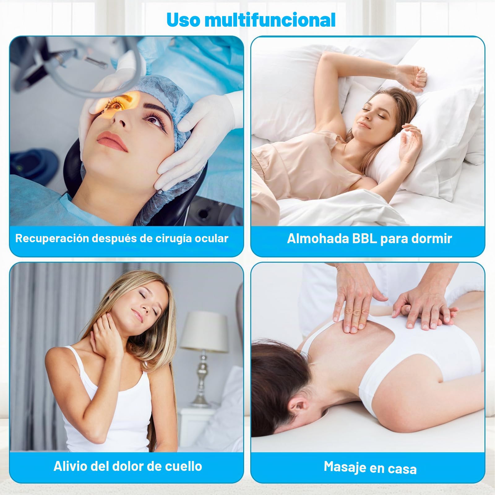 Almohada facial para dormir después de una cirugía ocular, almohada boca abajo con orificio para dormir después de una cirugía ocular, reposacabezas de masaje para el hogar, equipo de recuperación