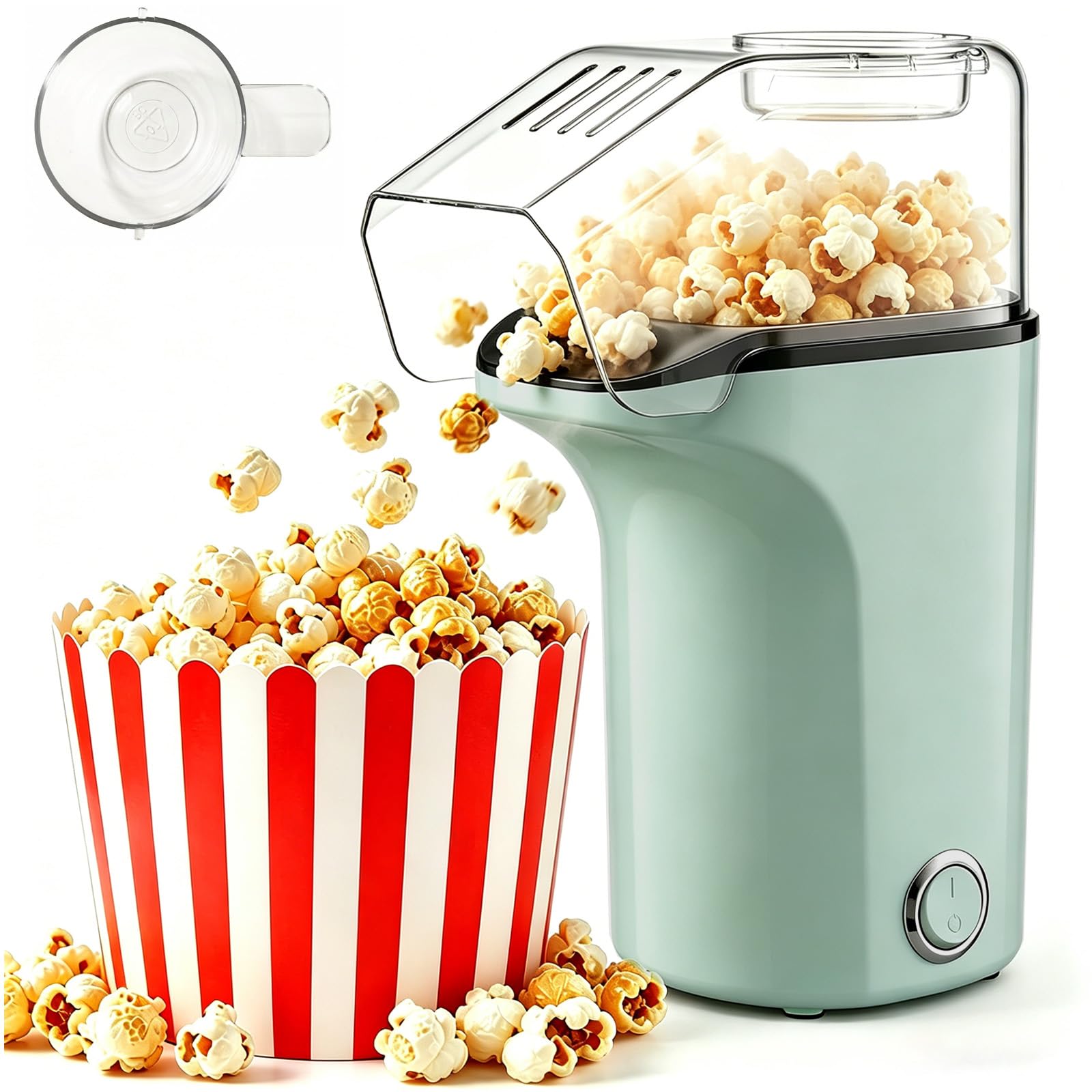 Coxyzoxy Popcorn Maker Machine, 1200W Electric Popcorn Popper Makers with Hot Air Circulation, Oil-Free Healthy Snacks for Movie Night, Parties and Home Cinema
