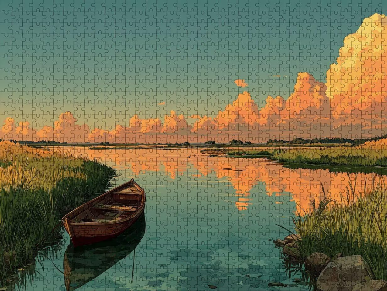Barca Puzzle 6000 Pezzi Adulti, Paesaggio Puzzle Legno con Scatola 179x105cm, Idea Regalo Uomo e Donna, Divertimento Per Adulti, per Gioco Familiar, Giochi di Sfida, Squisita confezione Regalo, Q-5072