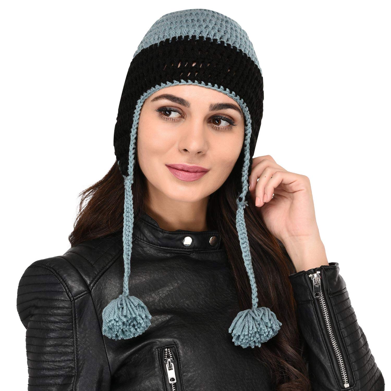 bharatasya Stylish Winter Beanie/Skull Warm Cap Hat, Hand Knitted, Handmade for Women, Men, Girls, Boys (Multicolour)-picture-42
