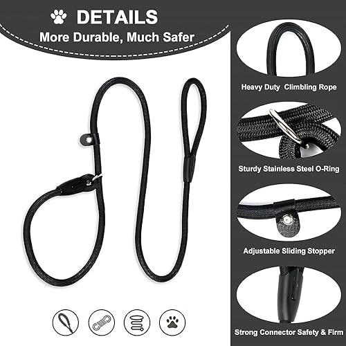 Miniatura 2 de Correa de entrenamiento antideslizante para perros medianos y pequeños, 2 unidades, rojo y negro, no necesita collar, correa de cuerda de nailon