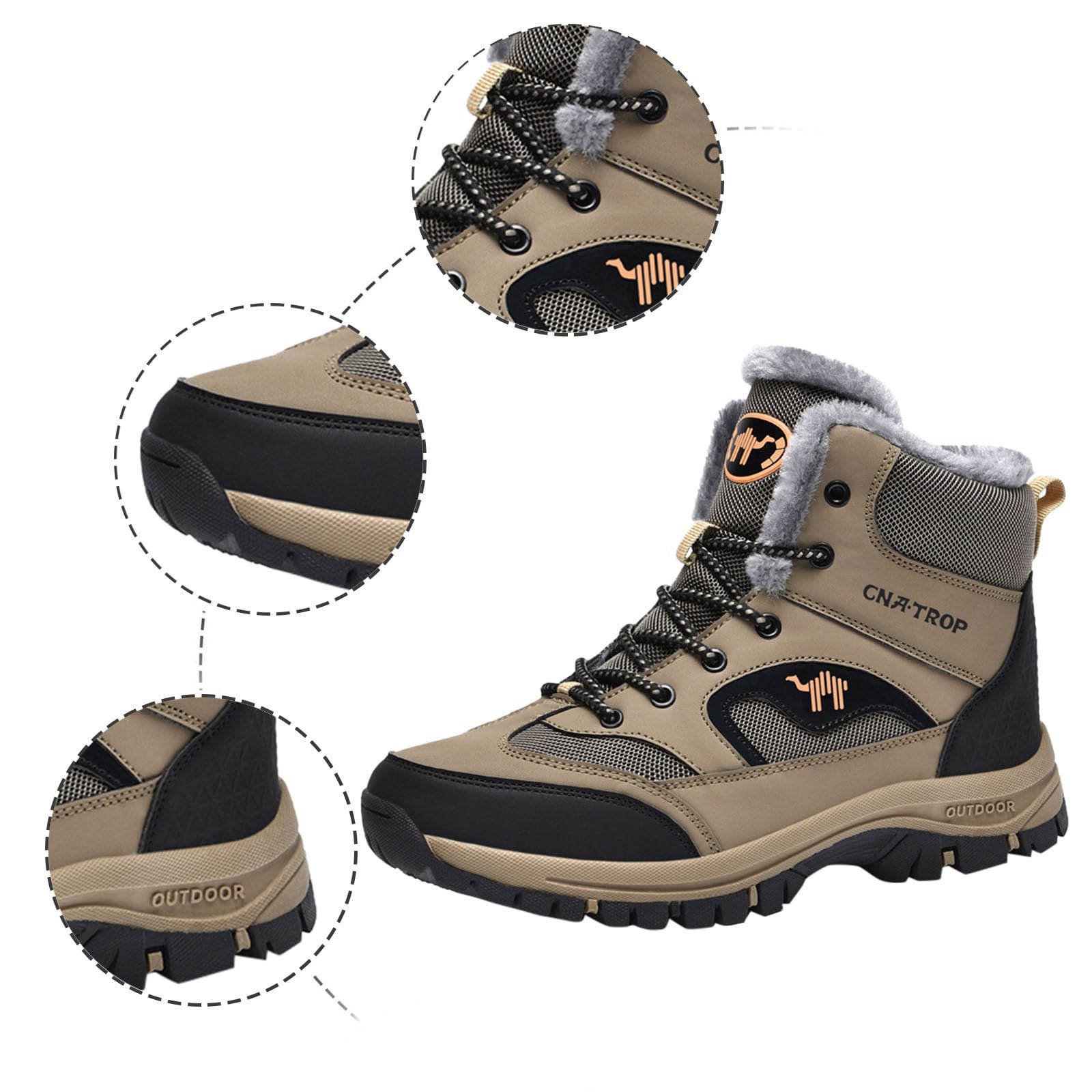 Generisch Herren Schneestiefel Warm Gefüttert Schnürsenkel Hochtop Winter Robust Outdoor Wanderschuhe mit Verdickter Baumwolle