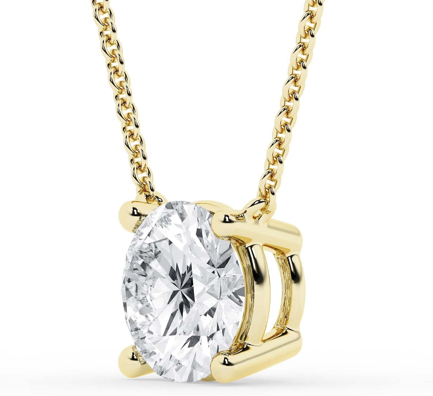 Belacqua Lab Grown Solitaire Diamond Pendant Necklace in 10K White or Yellow Gold, Round Cut, 1/4 to 2 Carat, G Color, SI Clarity, 18" Cable Chain, Lobster Clasp, Jewelry for Women, Gift Box Included