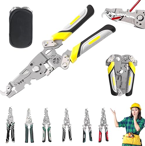 Miniatura 8 de Pelacables Plegable 18 en 1, Pelacables Profesionales Plegables Multifuncionales Mejorados 2025, Pelacables Multifuncionales Crimpadora Cortador de
