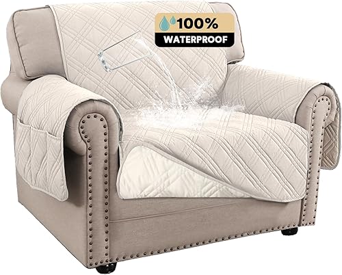 Miniatura 12 de PrinceDeco - Funda para sofá 100% impermeable para sofá de 3 cojines, apta para mascotas, antideslizante, para perros, lavable, protector de muebles