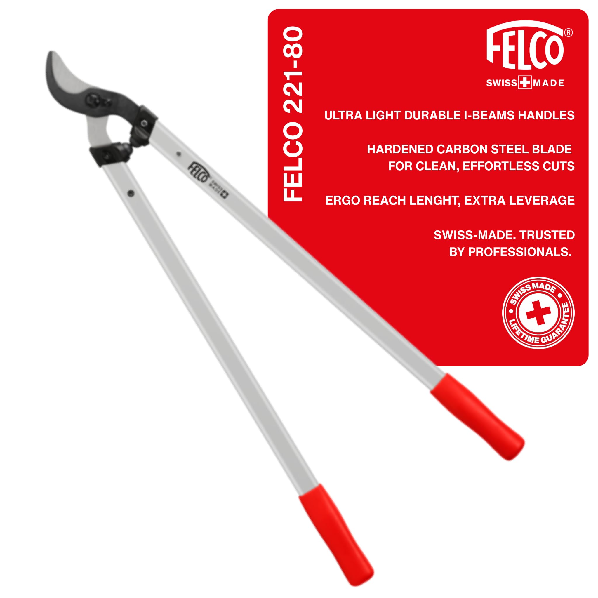 FELCO 201-80 Sécateur à deux mains avec une longueur totale de 80 cm, tête de coupe tirante