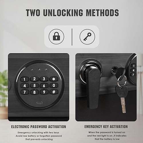Miniatura 4 de Caja de seguridad para caídas de 2.57 pies cúbicos, caja fuerte con bloqueo de teclado digital y caja de ranura antirrobo para negocios, para pagos