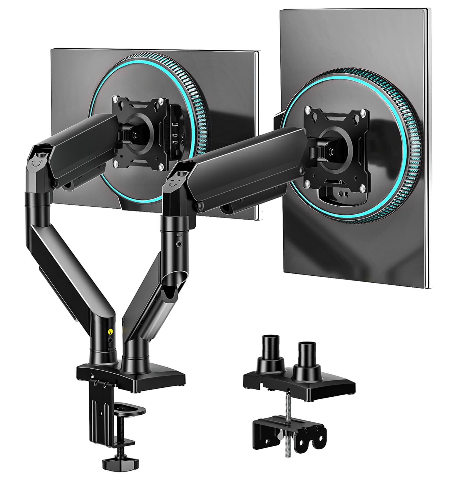 AX WABER Dual Monitor Arm for 17-32" Screens – Support Two Monitors with Ergonomic Adjustment, 360° Rotation +90°/-45° Tilt, Compatible VESA 75x75/100x100 AX09DB201