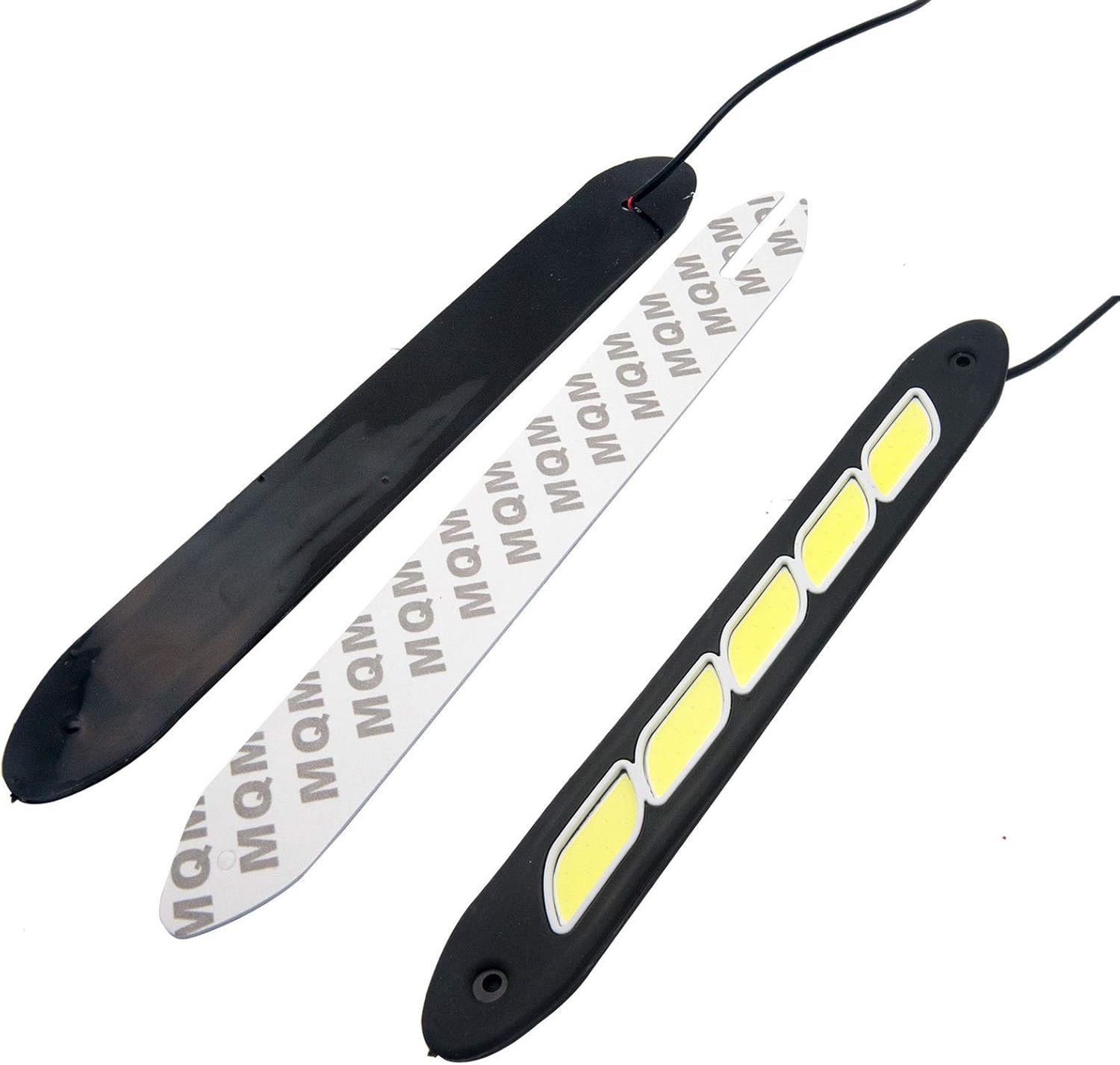 Maso LED Daytime Running Lights 2Pcs LED Strip Lights 12V 6W High Power Waterproof Flexible DRL Driving Fog Lights with Self-Adhesive Tape Universal for 12V Car Vehicle