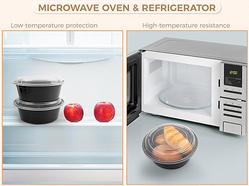 Miniatura 5 de Golden State Art, Paquete de 25 recipientes de comida de 32 onzas, cuencos de preparación de comidas, 1 compartimento con tapa, sin BPA, congelador,