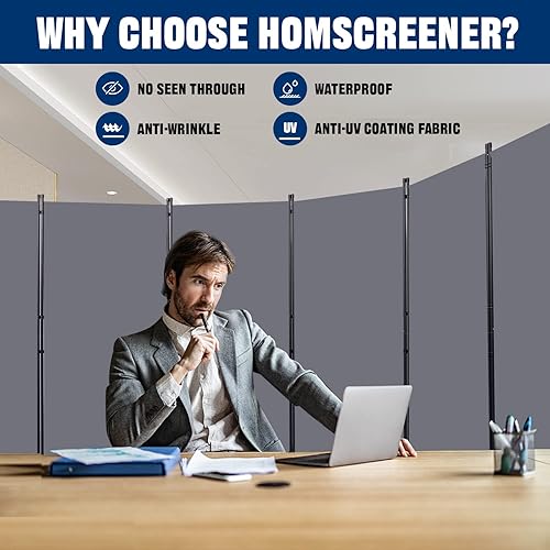 Vista 113 de Divisor de habitación portátil de 6 pies y pantallas de privacidad plegables, divisor de tela de 102 pulgadas de ancho para separación