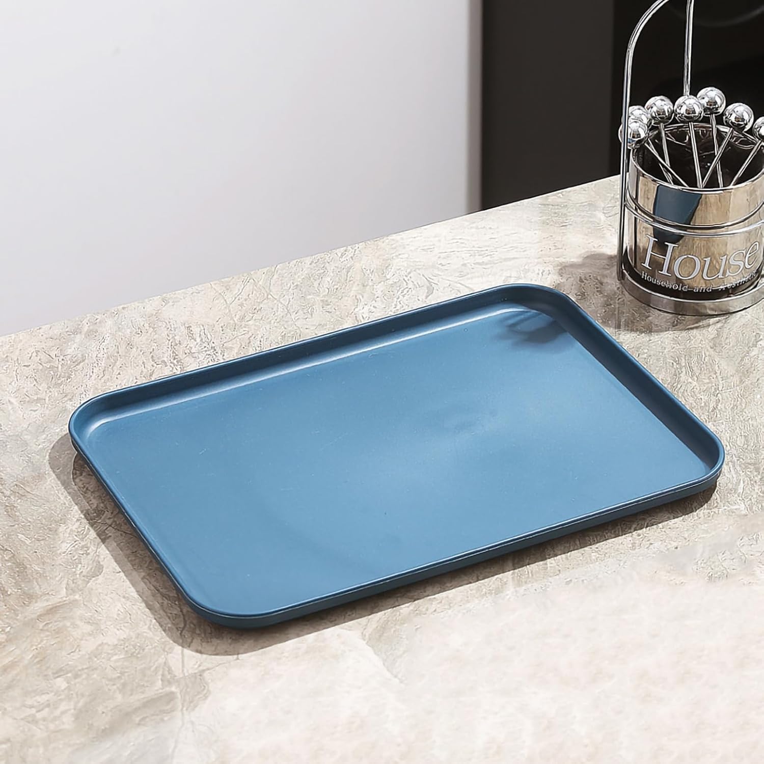 Serving Trays for Parties – 15'' Rectangle Food Trays for Dinner, Lunch, Fast Food – Decorative Plastic Tray for Kitchen Counter, Coffee Table, Catering & Events (2, Blue) — Amazon image 7