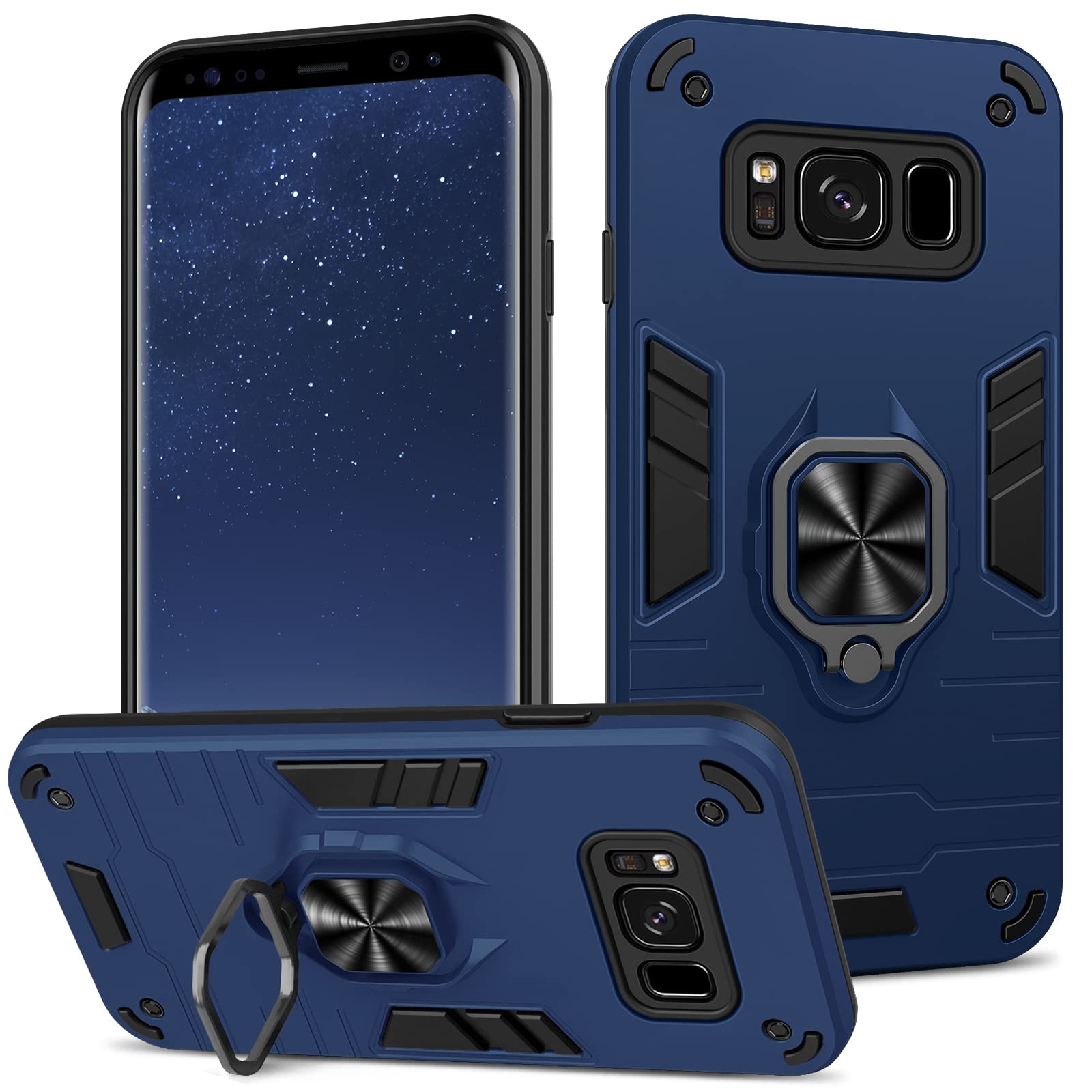 Funda para Samsung Galaxy A13 4G con Cristal Templado Protector Pantalla, Carcasa Antigolpes con Soporte anular metálico, Case Protectora de Grado Militar, Negro — view 165