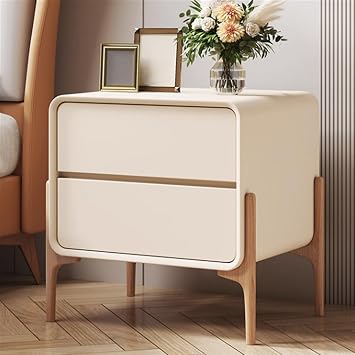 Nightstand Minimalist BedroomNightstand Small Bedside Solid Wood Storage Cabinet with Double DrawersBedside Table Pure Color Rounded EdgesBedside Furniture Bedside Table ( Color : Blanc , Size : S )