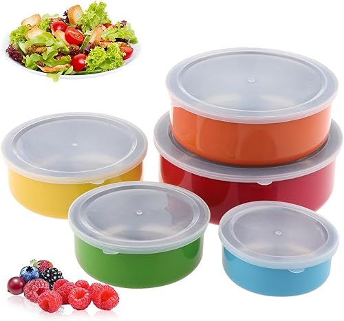 Miniatura 3 de Juegos de contenedores, de acero inoxidable, contenedor de almacenamiento de alimentos con tapa, 5 unidades, redondo, pulido, sin olor,