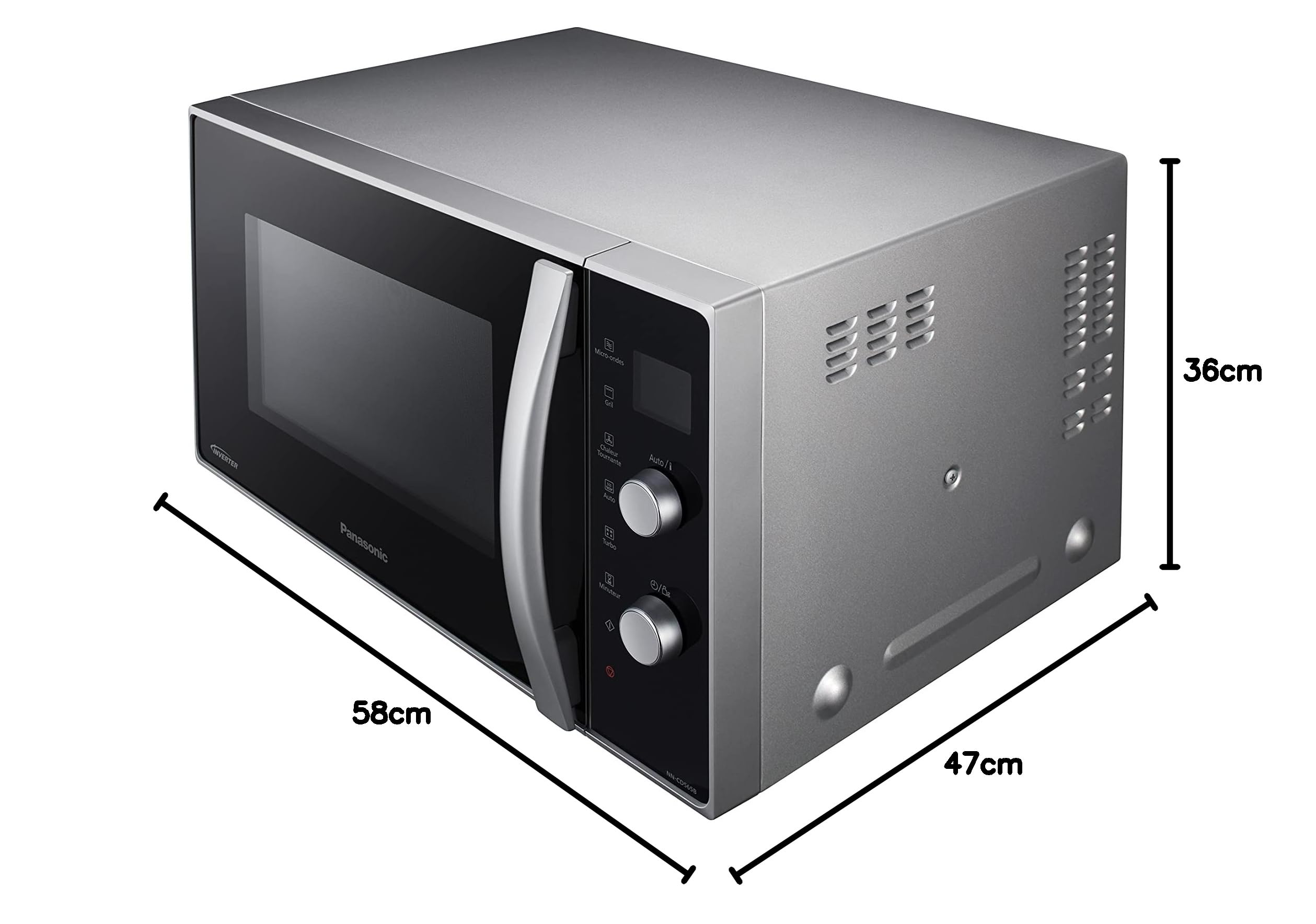 Panasonic NN-CD565BEPG 3-in-1-Ofen, kombiniert, 27 l, Inverter, Wärme 100-220 °C, Quarz-Grill 1300 W, Mikrowelle 1000 W, Crispy-Auflaufform, Drehteller 34 cm, Schwarz – Version FR