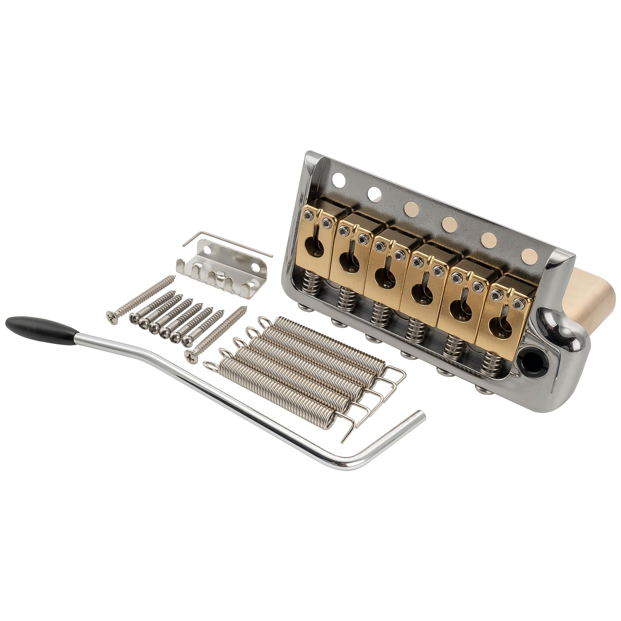 Musiclily Ultra 52,5mm Solidny Mosiężny 6 śrub Mostek Tremolo Ostrze Nożowe z Blokiem 36mm do Gitary Elektrycznej typu Strat, Hybrydowy